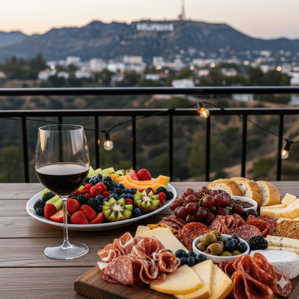 Red wine charcuterie and the Hollywood hills