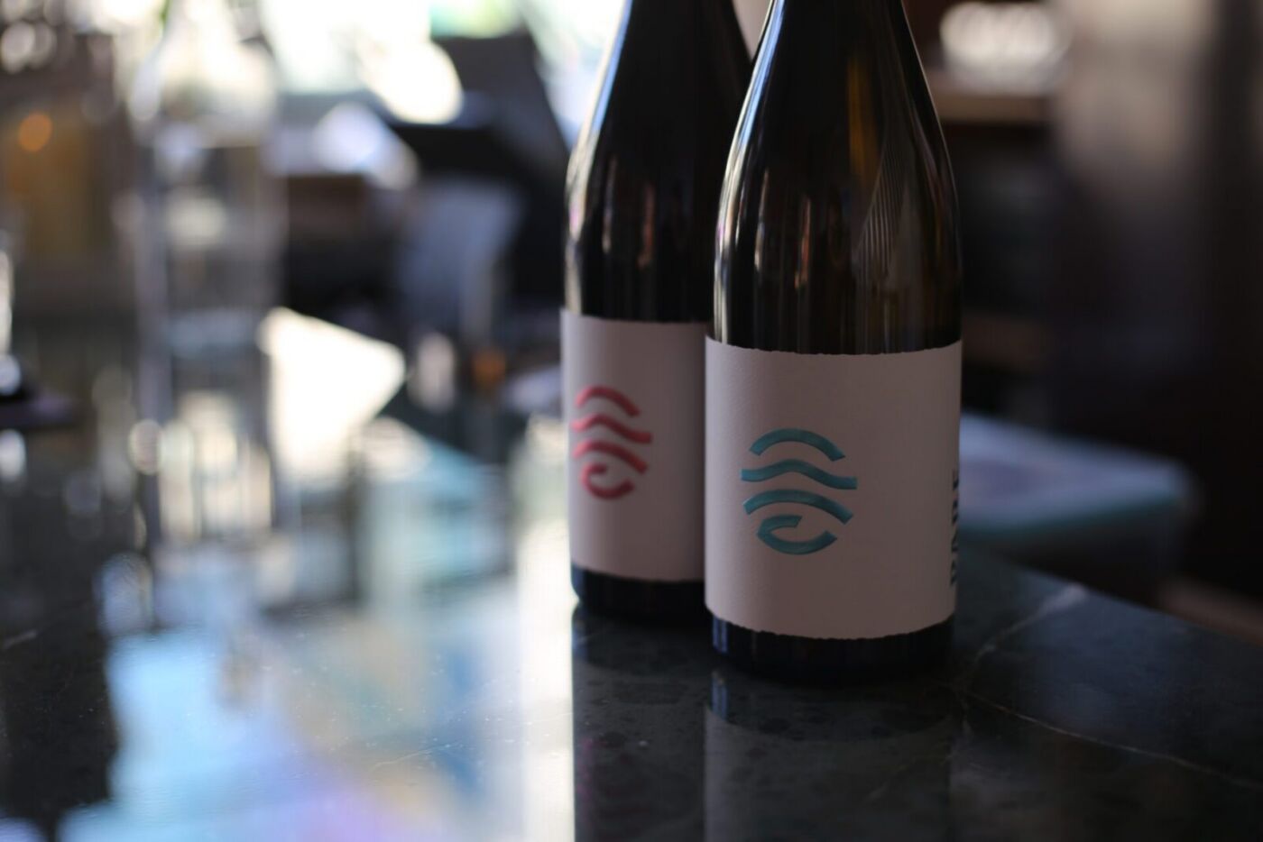 Glass of French wine in Adelaide on the bar at Septimus