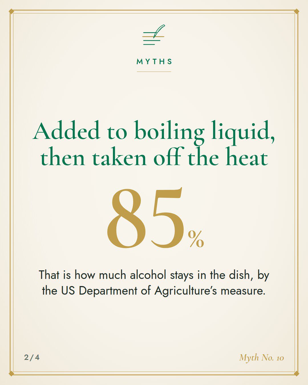 85 per cent: how much alcohol stays when wine is added to boiling liquid and taken off the heat