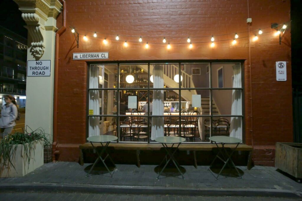 Bar Septimus Adelaide: the Liberman Close window at night
